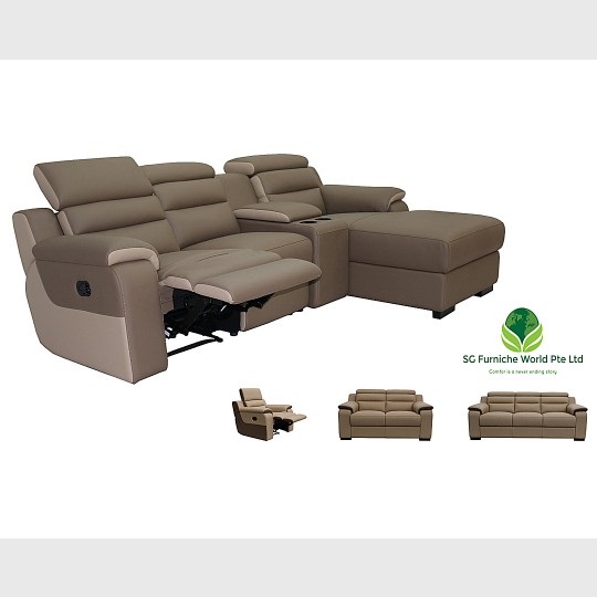 L Shape Recliner Leather Sofa Sgfw 2802, Leather Sofa With Recliner